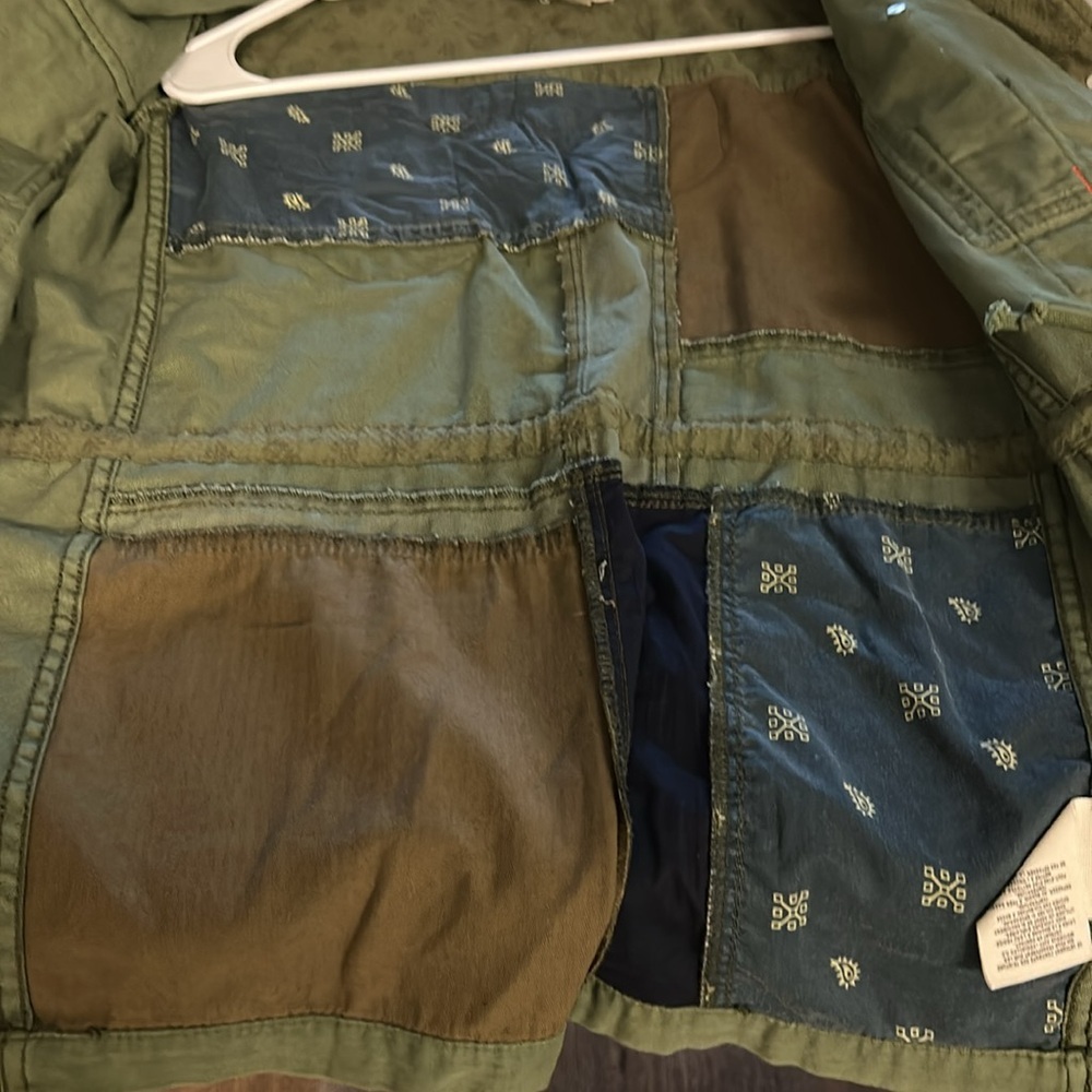 Anthropologie Hei Hei Boho Patchwork Army Green Utility Jacket - Picture 5 of 6